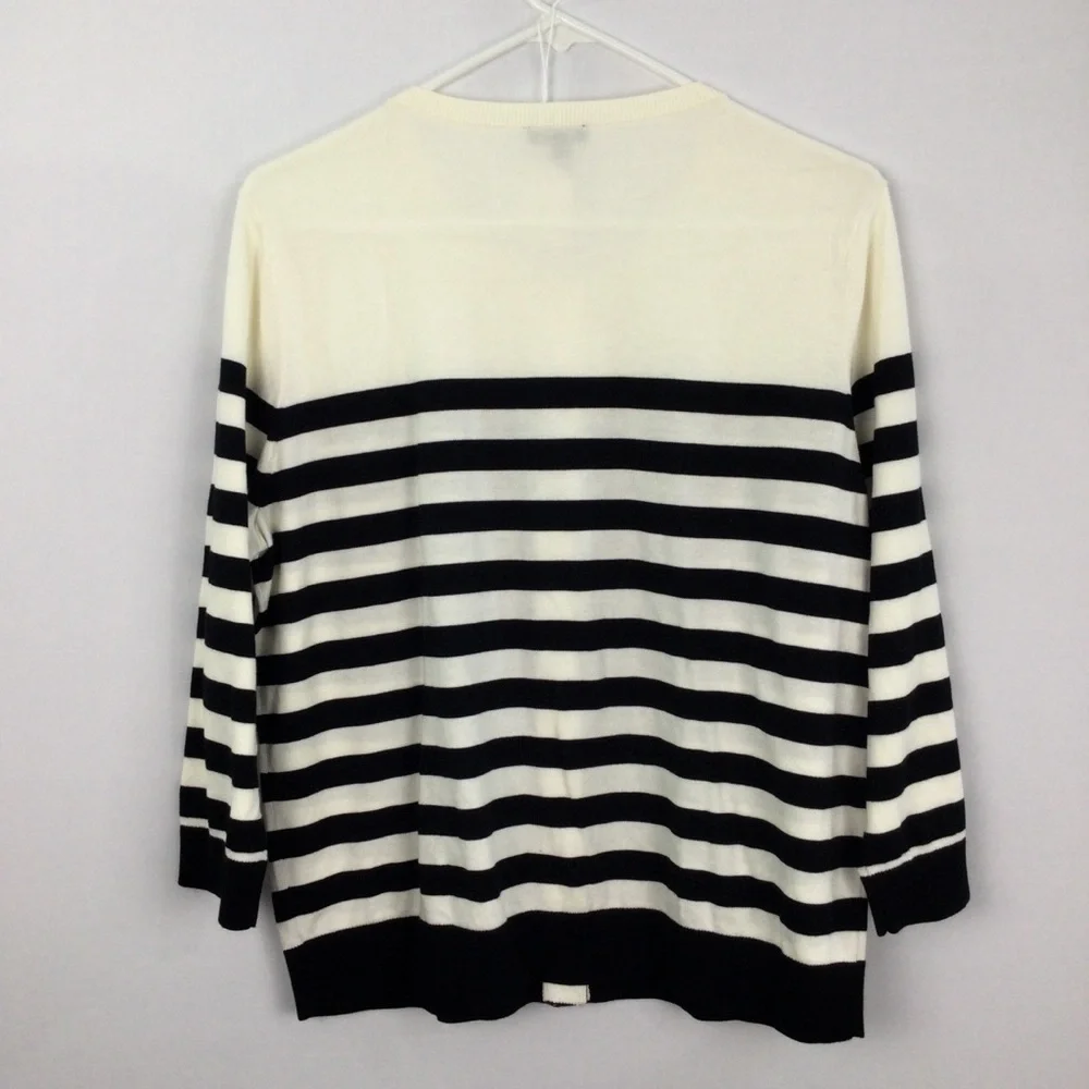 Talbots Charming‎ Cardigan Stripe Ruffle Yoke Sweater womens size XLp